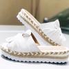 Women's Summer Slip-On Bow Flat Beach Open Toe Breathable Sandals Weave Shoes