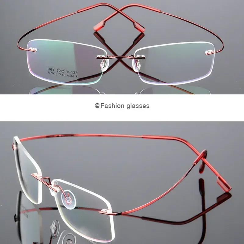 Titanium Alloy Rimless Glasses Frame Men Prescription Eyeglasses Myopia Optical Frame Screwless Eyewear Only Eyeglass Frames