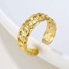 Vintage Cuban Link Chain Adjustable Rings For Women Men Gold Color Stainless Steel Finger Ring Geometric Jewelry Gifts