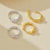 S925 Sterling Silver 18K Gold Plated Single Stone Huggie Hoop Earrings 4-Prong Set Cubic Zirconia Minimalist Earrings for Women