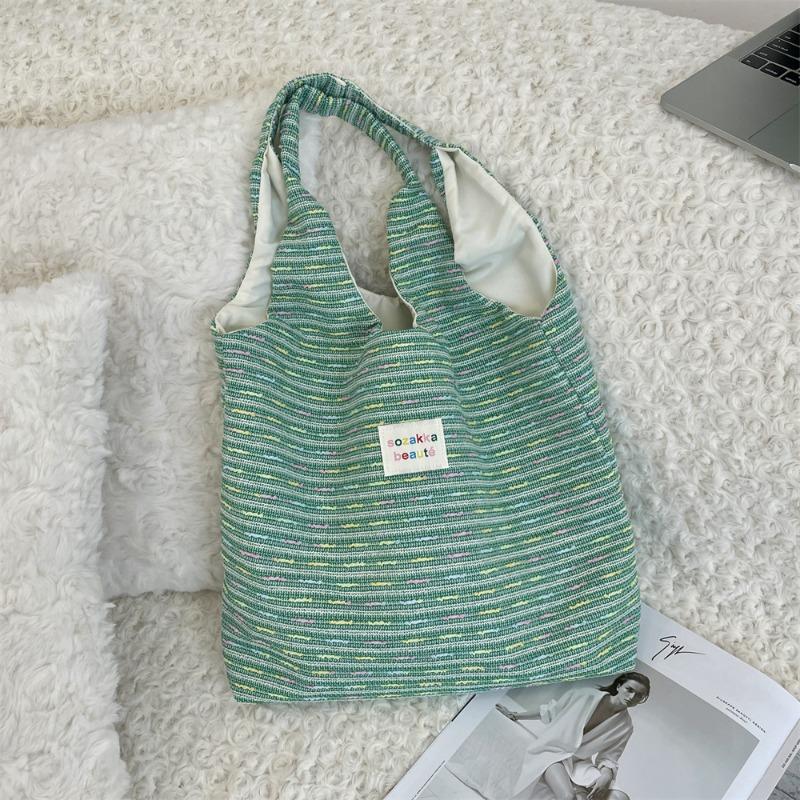 

1111 autumn and winter cute tote bag large capacity student book bag shoulder canvas vest bag women зелёный