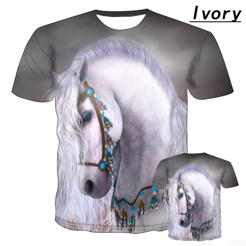 2025 New Versatile New Fashion 3D Men's Horse Graphic Print T-Shirt Harajuku Fashion Top Loose