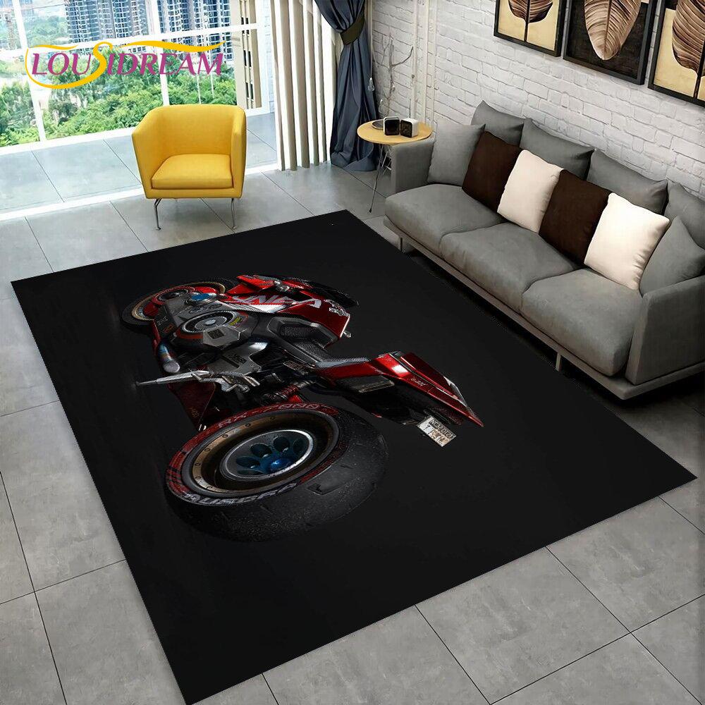 3D Cyberpunk Concept Motorcycle Cartoon Area Rug,Carpet for Living Room Bedroom Sofa Doormat Decoration,kids Non-slip Floor Mat