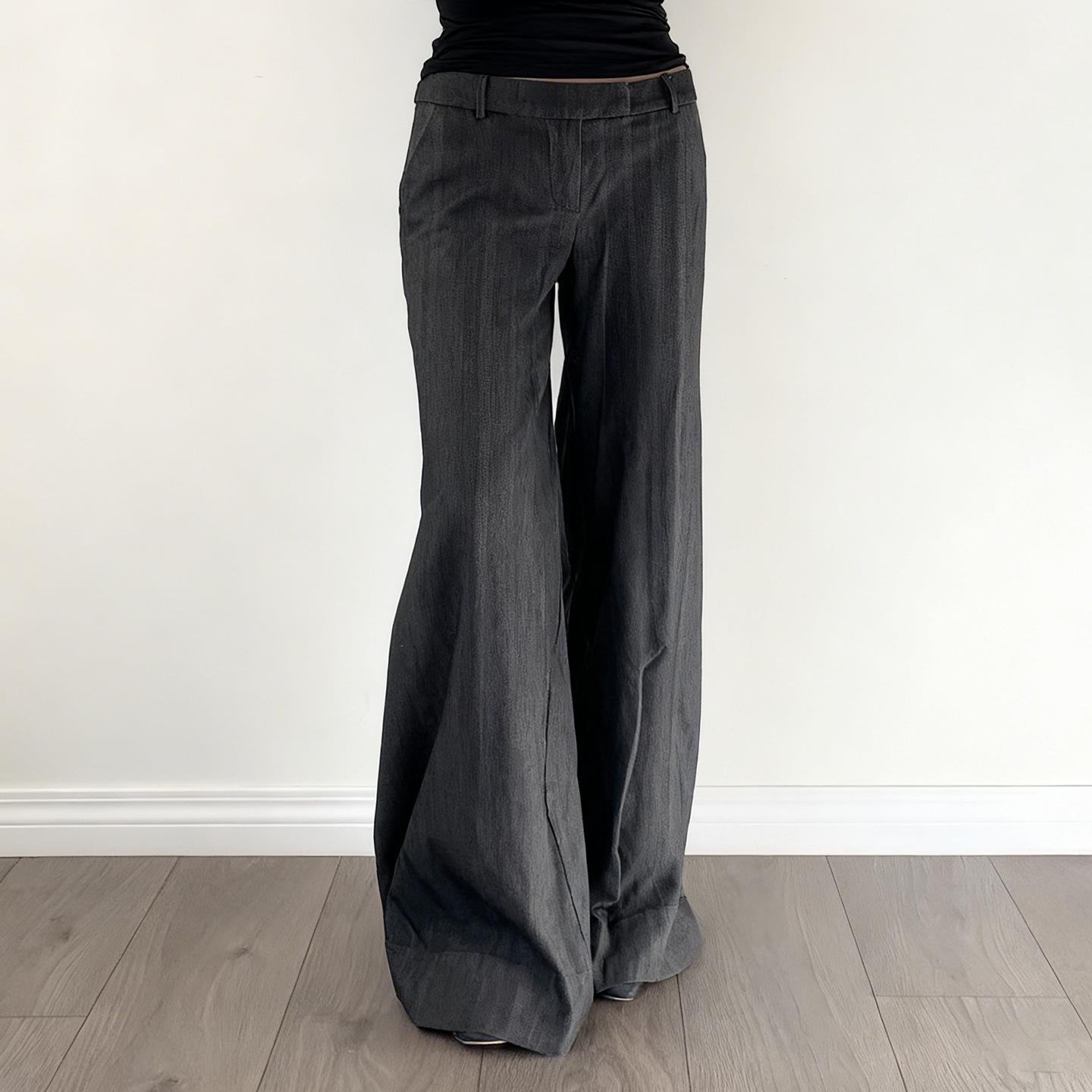 European & American Low-Waist Casual Straight-Leg Slim Fit Pants - Comfortable, Lazy Style for Commuting. S серый