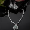 Rhodium-Plated Silver Toned Square & Circular Shaped American Diamond Studded Necklace with Earring Jewellery Set for Girls and Women