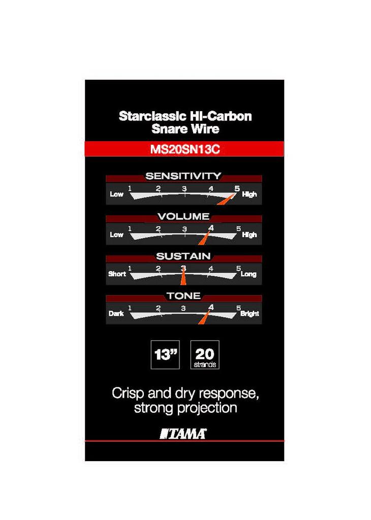 TAMA Starclassic Hi-Carbon Snapper, 20 strands, 13" inner surface, MS20SN13C