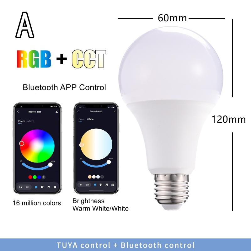 E27 Led Smart Bulb Wifi/Bluetooth App Control Dimmable Ampoule Led Light Bulb 220V Home Bedroom Adjustable 16 Million Colors