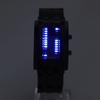 Men's LED Watch Ique Binary Time Mode Display Convex Arc Structure Silver Electronic Wristwatch (Small 8x26cm)