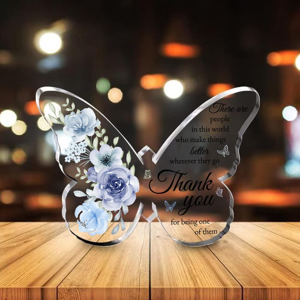 Heartfelt Appreciation Acrylic Plaque with Floral Butterfly Design - Inspirational Thank You Gift for Teachers, Leaders, Coworkers, Bosses, Mentor