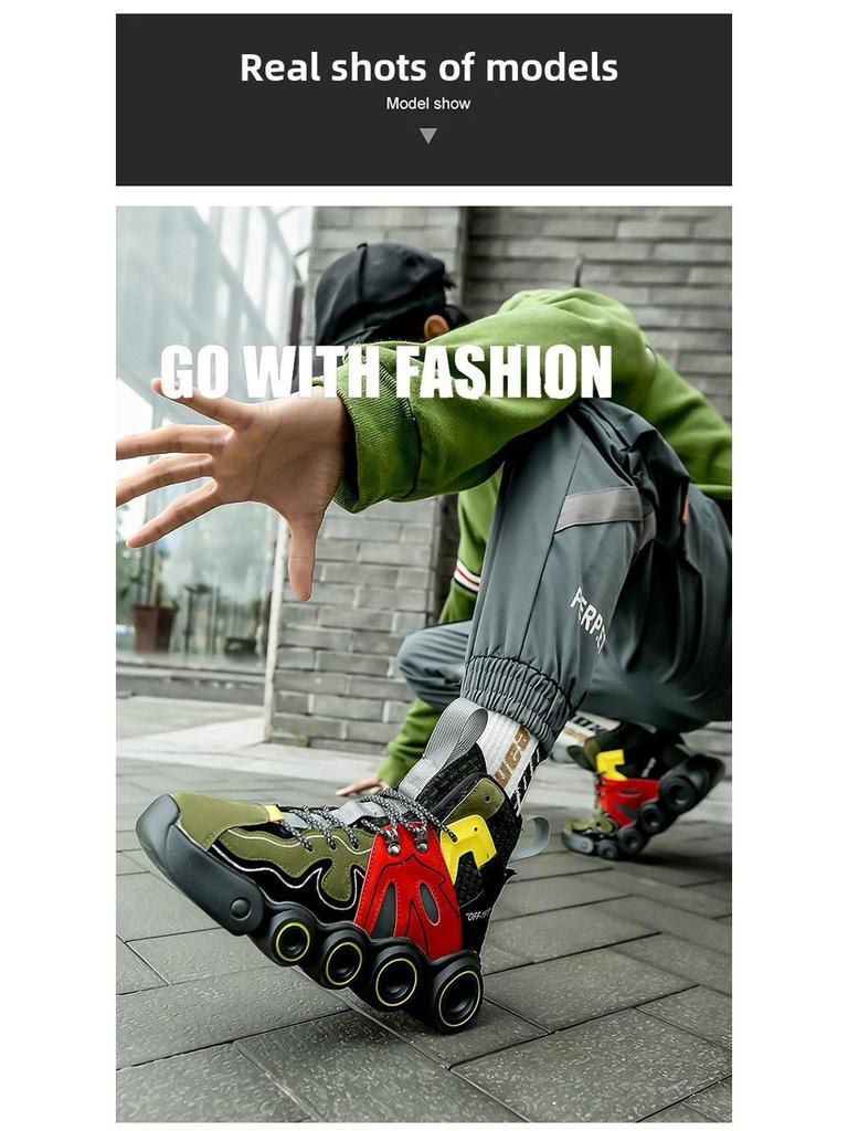 Four Seasons Men's Thick-Soled Reflective Basketball Shoes - Luminous Sports Casual Sneakers