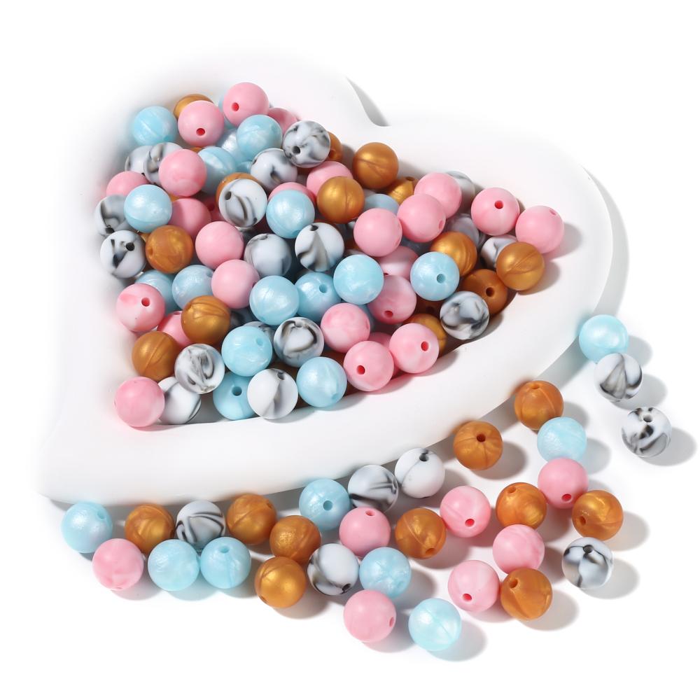 50Pc 12mm 19Color Silicone Round Bead Food Grade Teether Chew Bead For Handmade Baby Pacifier Chain DIY Jewelry Making Accessory