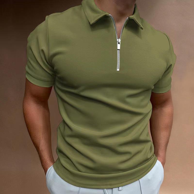 2023 Herren Slim-Fit Poloshirt: Einfarbig, Kurzarm, Umlegekragen, Europäischer & Amerikanischer Stil, Größen bis 5XL.
