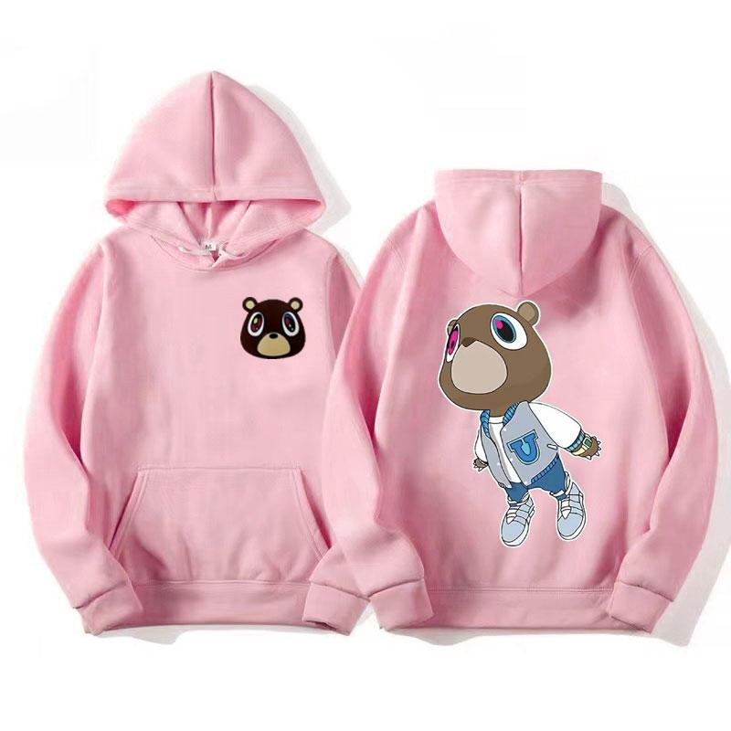 Kanye West Graduation Bär Print Hoodie Herren Damen Hip Hop Vintage Langarm Hoodie