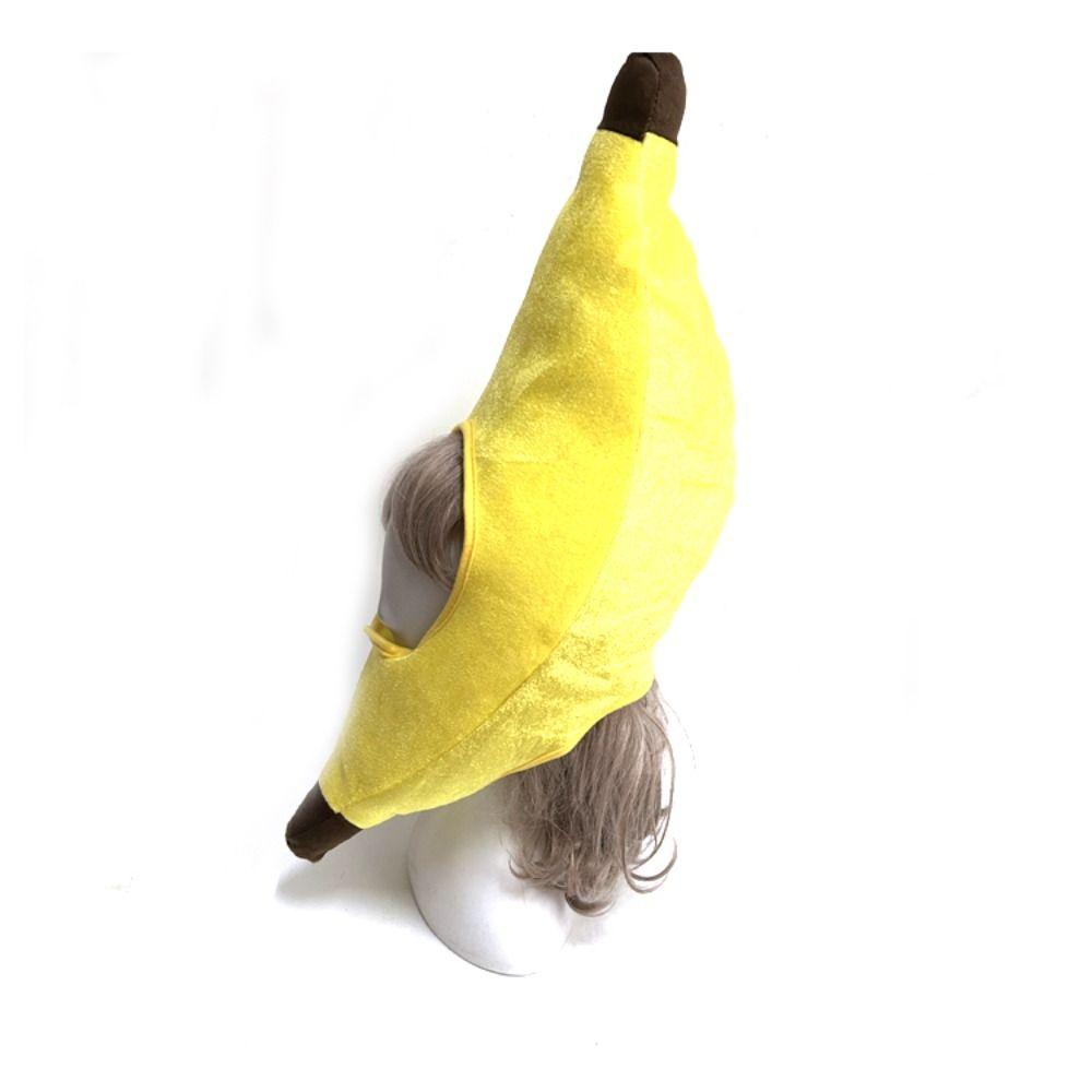 Cappello a Banana Giallo Carino Copricapo Creativo a Forma di Testa di Banana Regalo Cappello di Frutta Peluche Carnevali