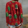 Women's Christmas Tree Printed V-neck Long Sleeved Sweatshirt Xmas Top