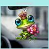 Premium Acrylic Cartoon Style Lotus Frog Car Hanging Ornament For Interior Decoration