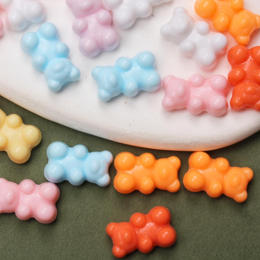 Solid Color Fashion Jewelry Accessories 25Pcs Loose Beads Bracelet Mobile Phone Chain Materials Making Earring DIY Bear 11*18mm