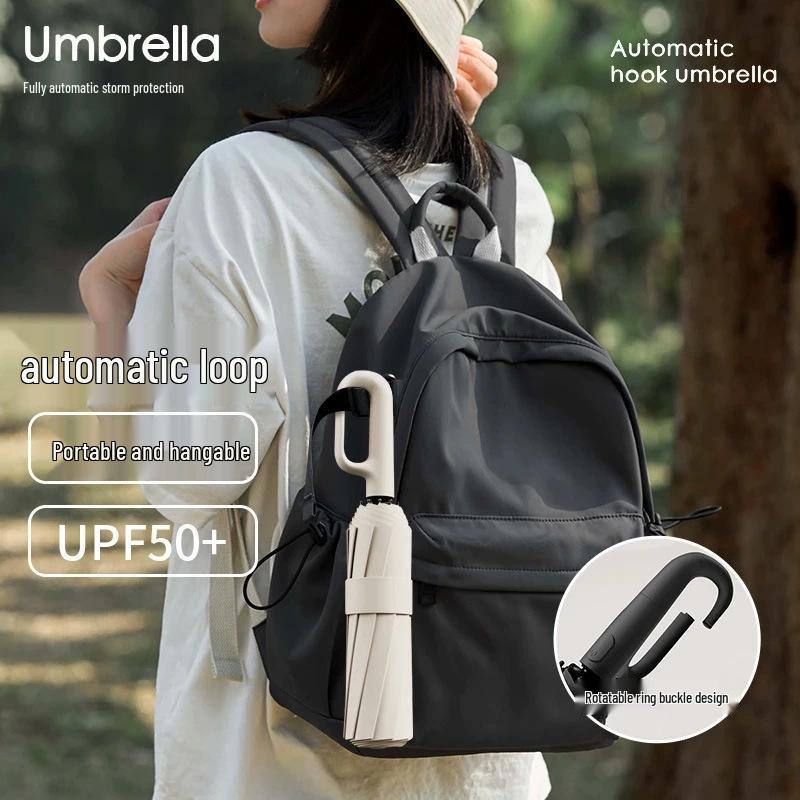 Custom Logo Folding Umbrella with UV Protection - Black Glue Sun & Rain Shield