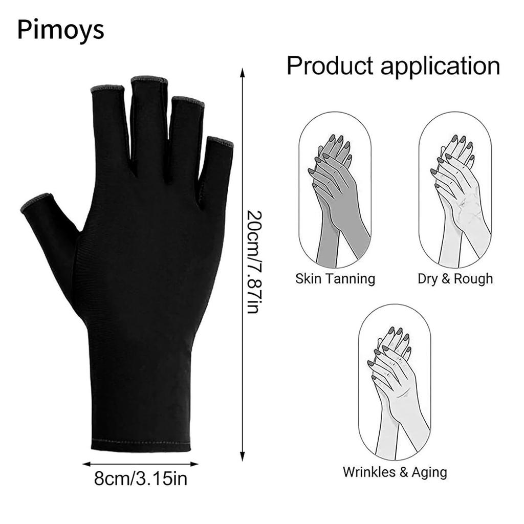 1Pair UV Gloves for Gel Manicures UPF50+ Fingerless UV Light Protection Gloves for Gel Nails Manicure