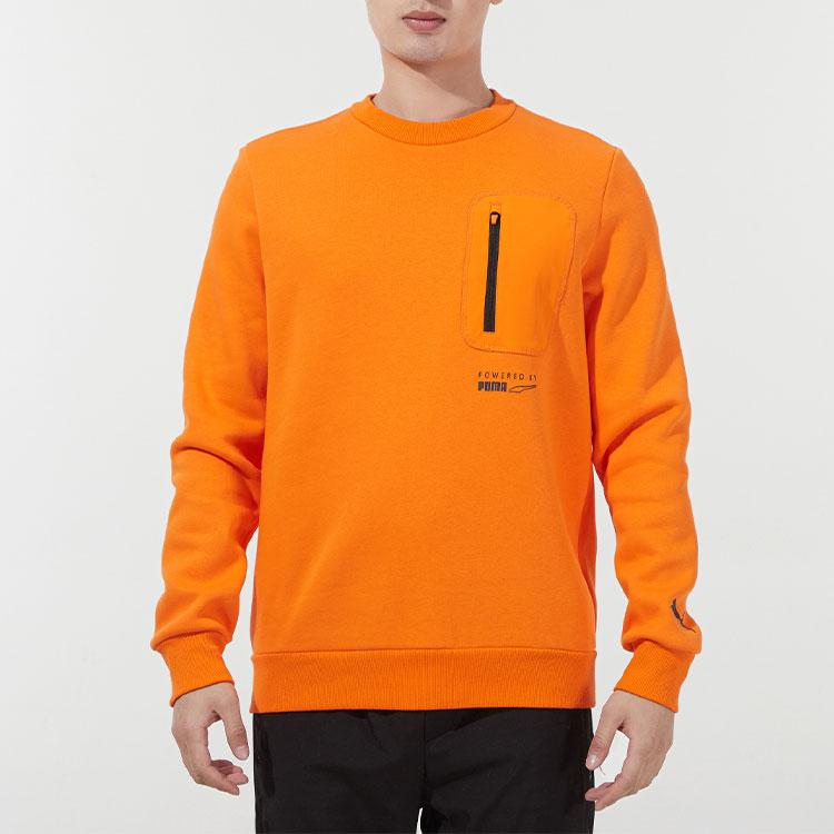 Puma Protec.t Crew Sweatshirt With Front Zip Pocket Men Sweatshirt Orange 534404-29