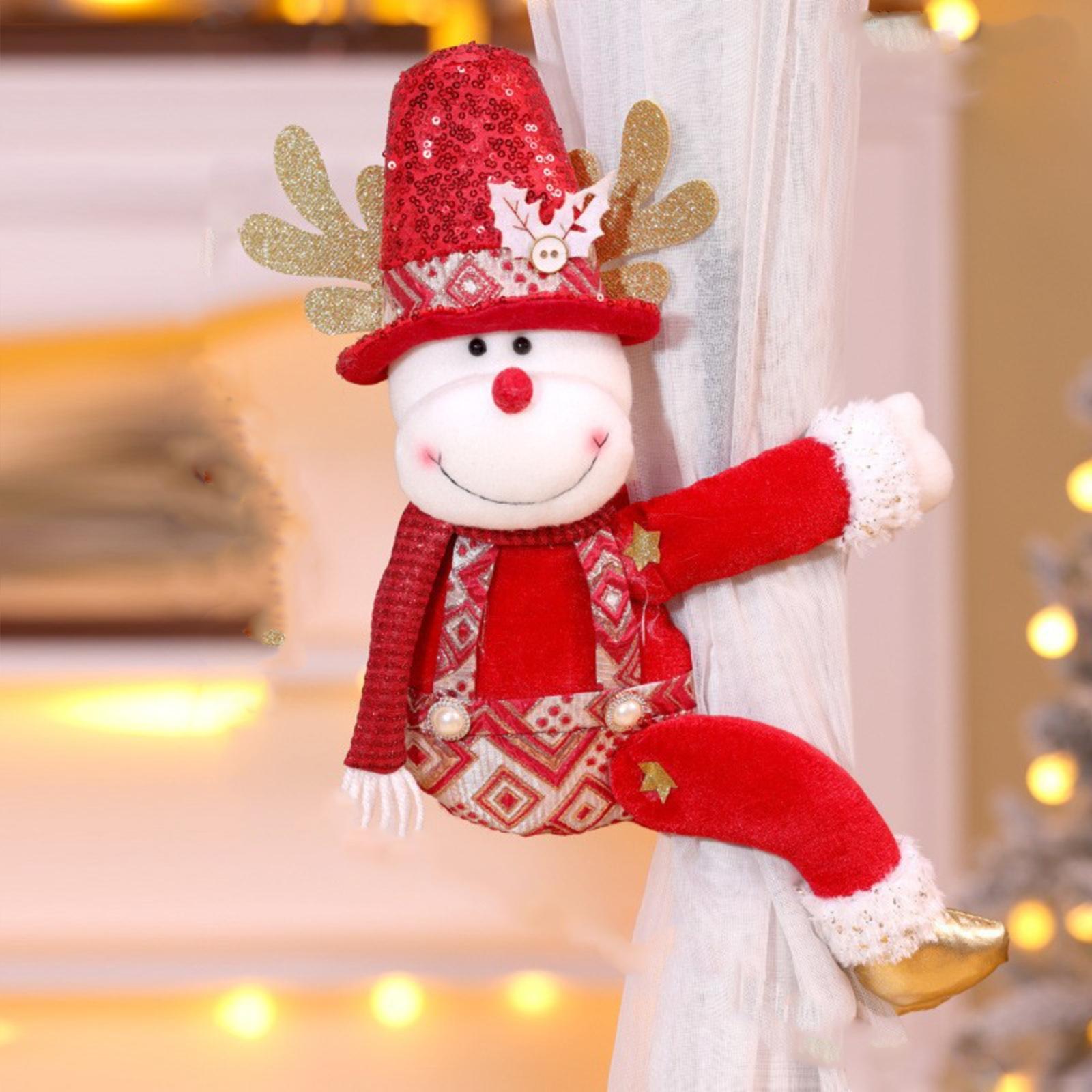 

Christmas Curtain Buckle Decoration, Christmas Creative Curtain, Elderly Person, Snowman, Cartoon Doll Buckle One Size