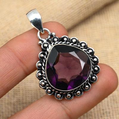 Ravishing Amethyst Gemstone Handmade 925 Solid Sterling Silver Jewelry Pendant