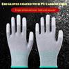 10 Pairs PU Coated Carbon Fiber Anti-Static Work Gloves, Touchscreen Compatible for Repair, Installation, Sorting, and Packaging