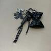 Sweet Quilted Leather Bow Keychain Organizer Cute Mini Bag Charm for Girls Sweet Korean Bow Key Holder with Pendant