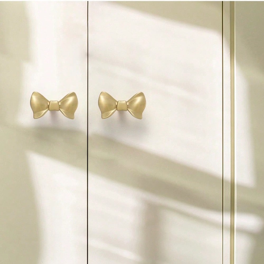 Brass Bow Drawer Pulls - Stylish Cabinet Door Handles for Home Decor Hardware Knobs and Drawer Cabinet Door Handles