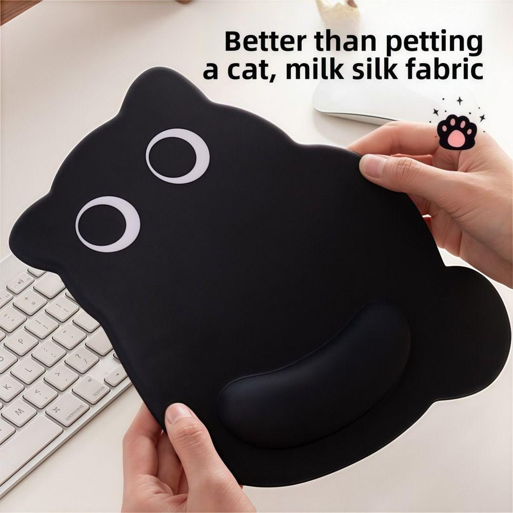 Big-eyed Cat Mouse Pad Soft Comfortable Wrist Rest Typing Pad Non-Slip Dirt-resistant Ergonomic Mouse Pad For Computer Office