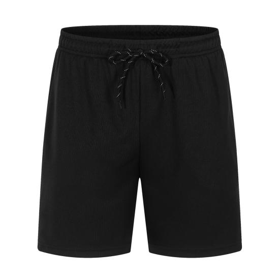 Men Shorts Elastic Waist Adjustable Drawstring Wide Leg Shorts with Pockets Solid Color Beach Casual Shorts