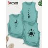 Leopard Print, Sunflower, and Butterfly Combination Gift Print Pattern Round neck3Pack of Sleeveless Vests for Women In Spring, Summer, and Autumn