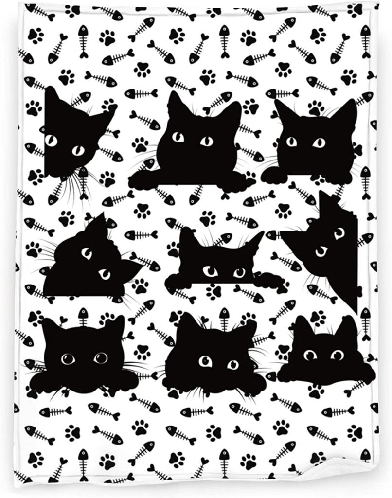 Cat Throw Blanket for Cat Lovers Black Cats Blanket Cat Print Blanket Cute Blankets Cat Plush Blanket Cat Blanket for Women Cat Themed Gifts for Women