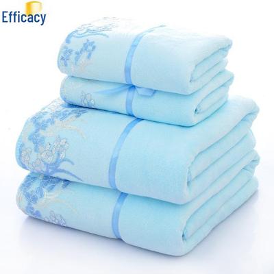 Soft, Absorbent Microfiber Bath Towels with Lace Edging - Two-Piece Set, Skin-Friendly