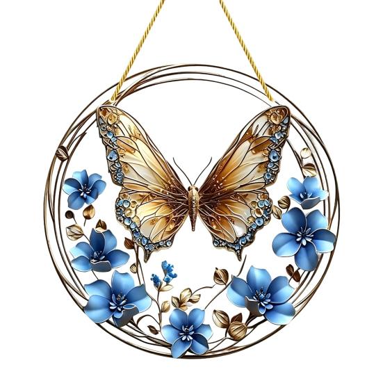 Gift for Garden Lovers Butterfly Acrylic Sun Catcher, Rainbow Light Catcher Hanging Decoration, Durable Refracting Decor Lanyard Ornament Living