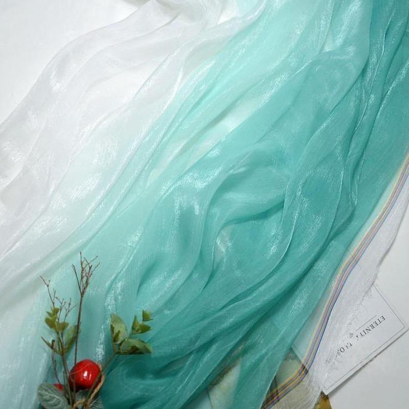 3/5/10m Multicolor Gradient Silk-Crepe Chiffon Fabric for Handmade DIY Sewing Hanfu Apparel Making Wedding Decoration