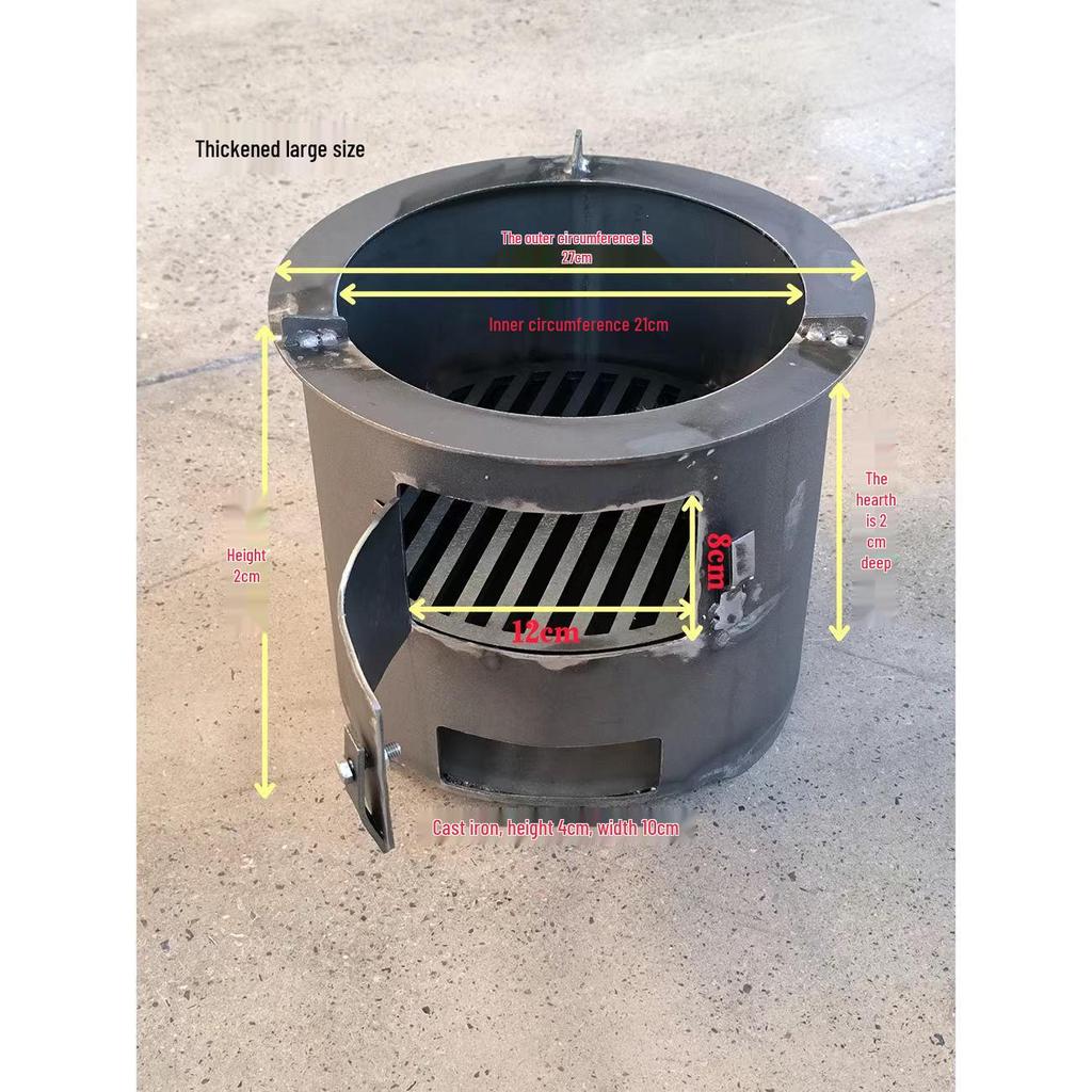 Compact Wood-Burning Cooker: Firewood & Charcoal-Compatible, Energy-Efficient Iron Pot Stove for Home Use