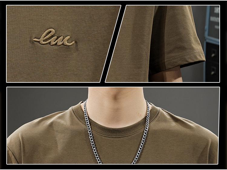 2025 Summer Men's Loose Fit Combed Cotton Ice Silk Cool Short Sleeve T-shirt - Breathable American Casual Half Sleeve Tee