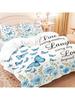 3pcs Blue Butterfly Printed Down Duvet Covers 1 Down Duvet Cover+2 Pillowcases No Core. Soft and Comfortable Bedding Set
