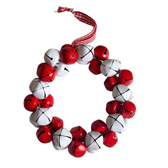 Festive Door And Window Ornament Christmas Tree Bell Pendant with Lanyard, Ring Hanging Decoration for Holiday Home Decor, Metal Multicolored