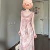French Sweet Wind Floral Small Flying Sleeve Dress Children's Summer Vacation Style Waist Thin Chic Beautiful Long Dress