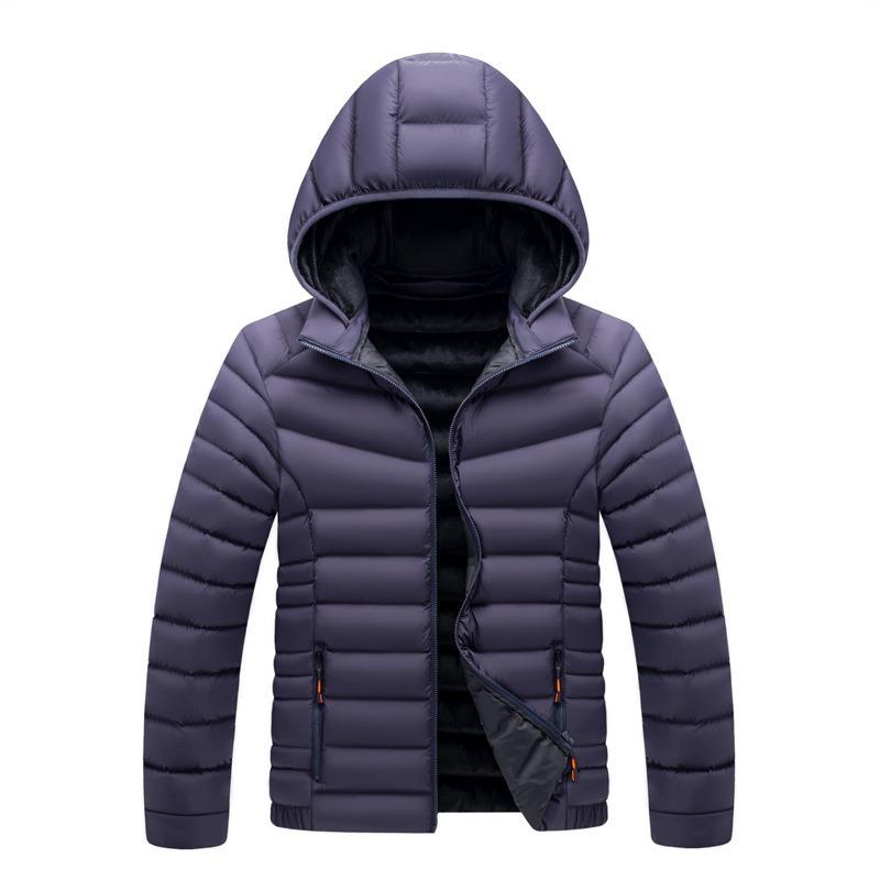 New Autumn and Winter Medium and Short Medium Hooded Fleece Thickened Business Men's Large Size Cotton-padded Coat