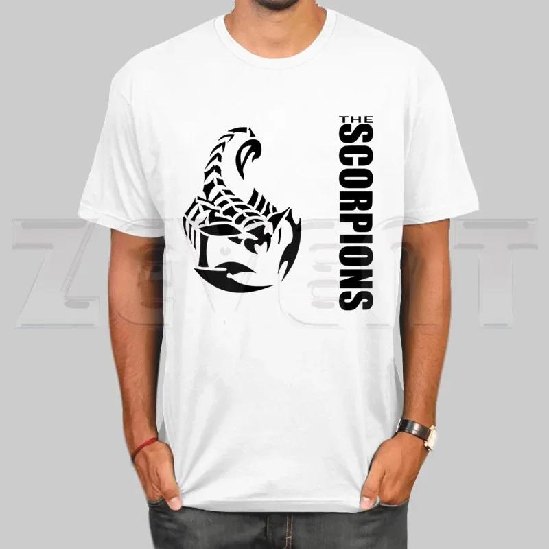 

Футболка Scorpions Music Metal Rock Band для мужчин, с коротким рукавом, повседневные мужские топы, аниме-футболка с принтом, белая футболка, женские футболки 2XL