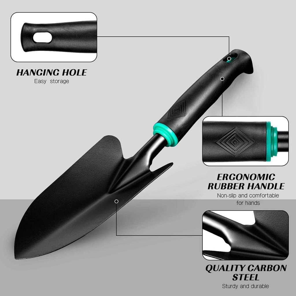 9dílná hliníková sada zahradního nářadí s dvoubarevnými rukojeťmi