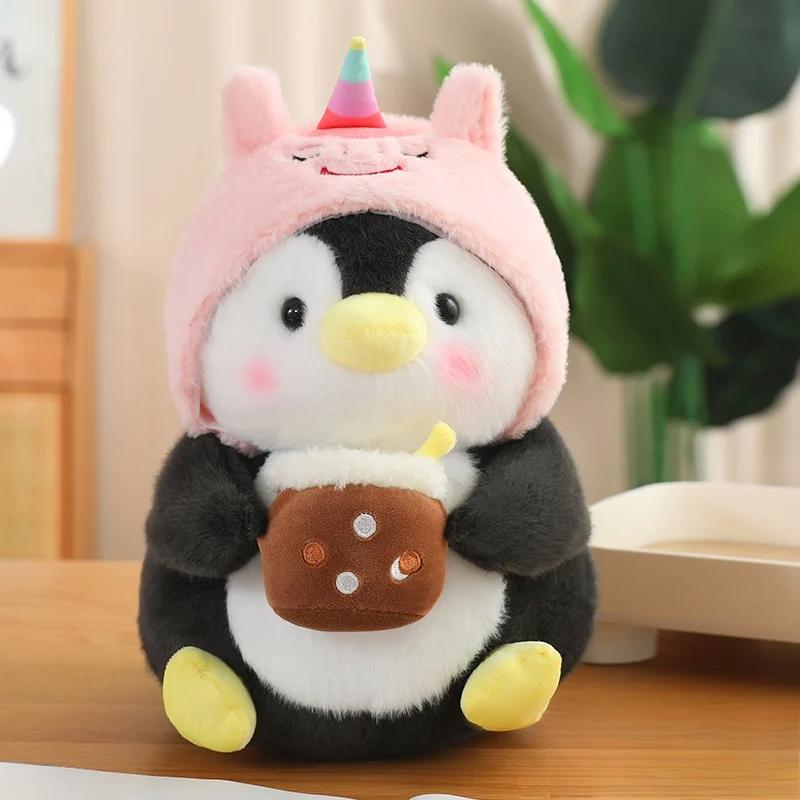 30/40cm Cartoon Penguin Plush Doll Pillow Turn Rabbit Dinosaur Unicorn Snapper Stuffed Animal Gift for Boys Girls