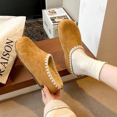 Thick-bottomed Bag Head Boken Half Slippers Women's 2025 Autumn Leisure One-pedal Lace Casual Versatile Retro Slippers Women