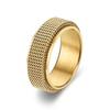 Neutral Stainless Steel Fidget Ring Grid Shaped Rotating Minimalist Jewelry for Relieving Stress and Anxiety Gifts