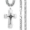 Male Vintage Christian Trinity Latin Cross Necklace Multi-layers Stainless Steel Cross Pendants Necklaces Catholic  Jewelry