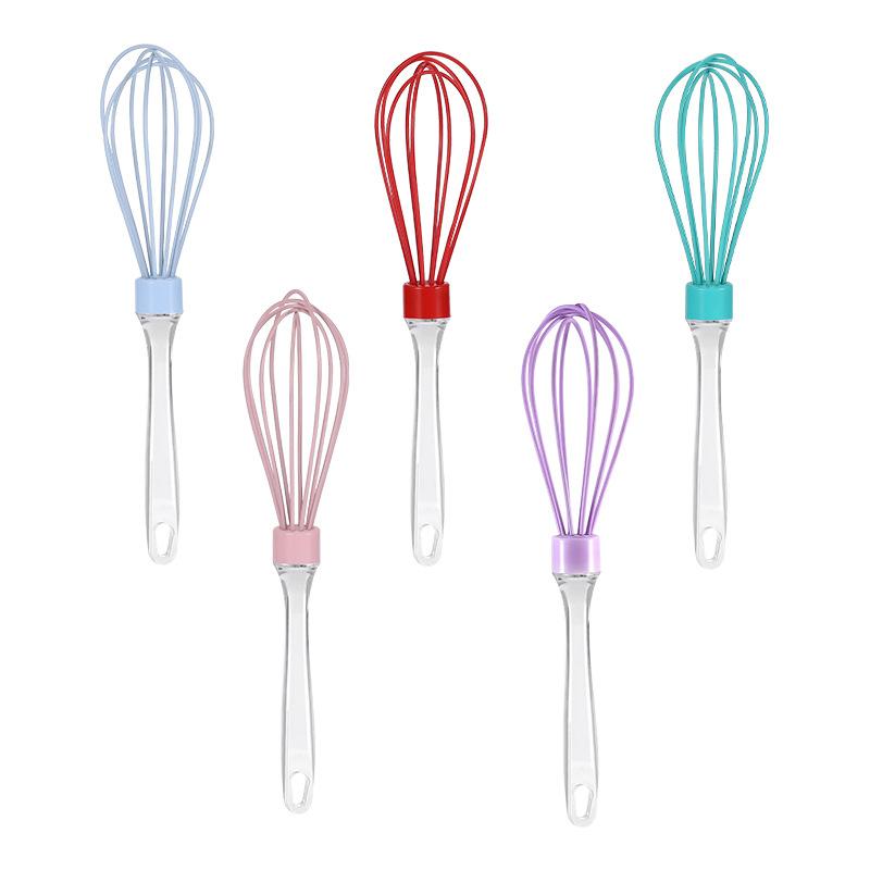 1pc 10-inch Manual Transparent Handle Silicone Egg Beater Cake Cream Mixer Egg Baking Gadget
