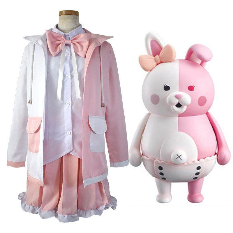 Danganronpa Danganronpa 2 Monomi Pink White Rabbit Cosplay Costume Outfits Wig